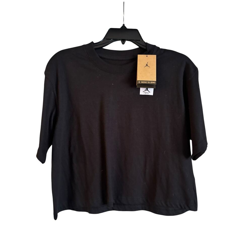 Nike Jordan Essentials Boxy 2 Logo Cropped T-Shirt in Black Small NWT Basic